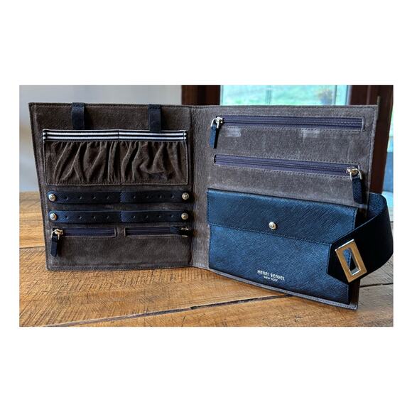 Henri Bendel West 57th Jewelry Book Black Leather Brown Suede - Picture 5 of 10